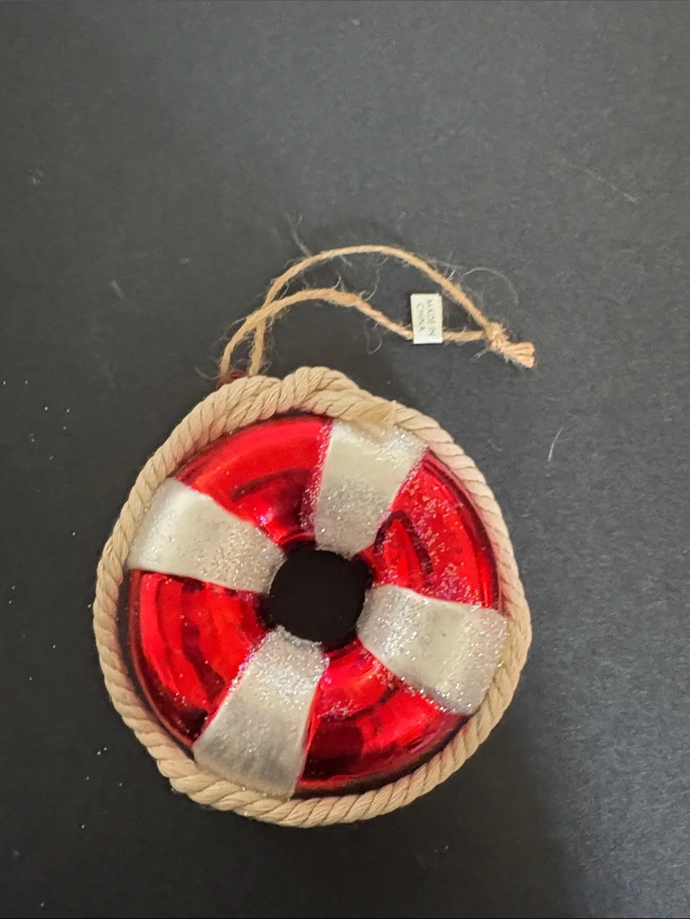 Pottery Barn Glass Lifesaver Ornament Beach-Life Nautical Theme